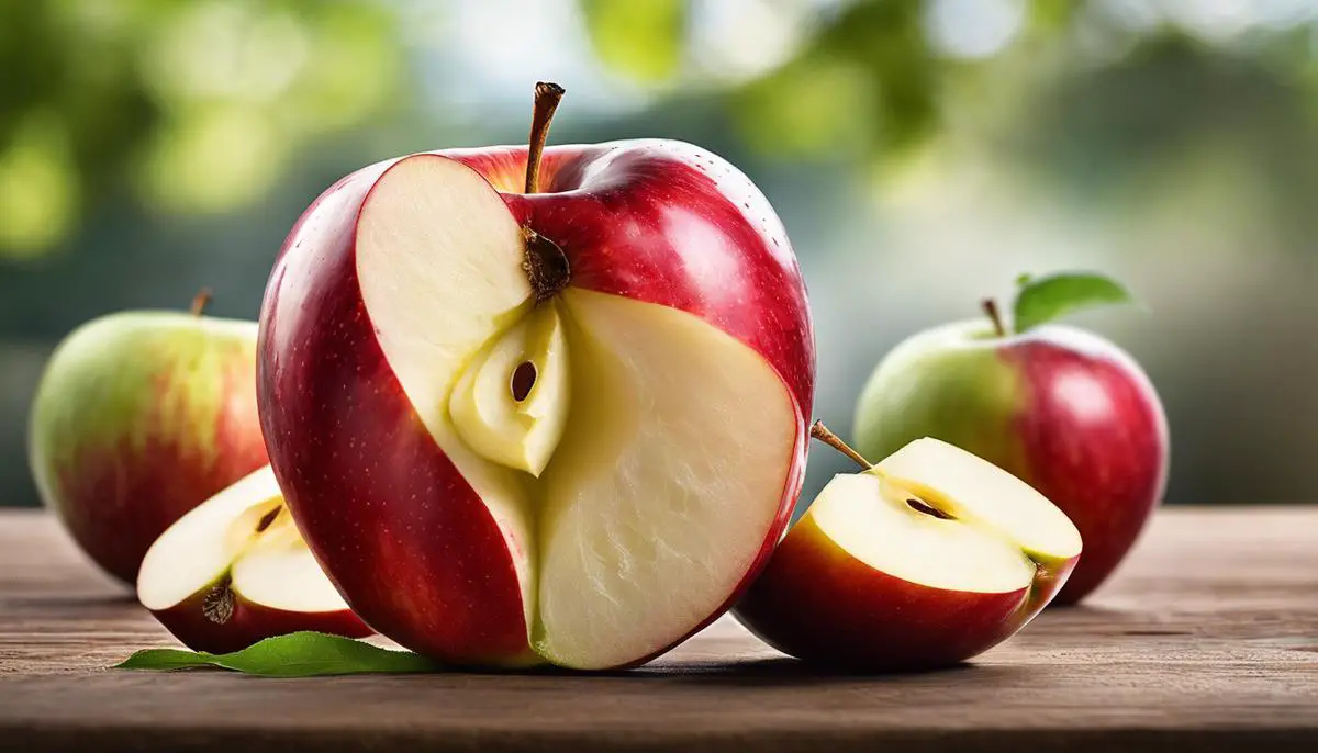 Image of an apple cut in half, showcasing its nutritional wonders for dogs