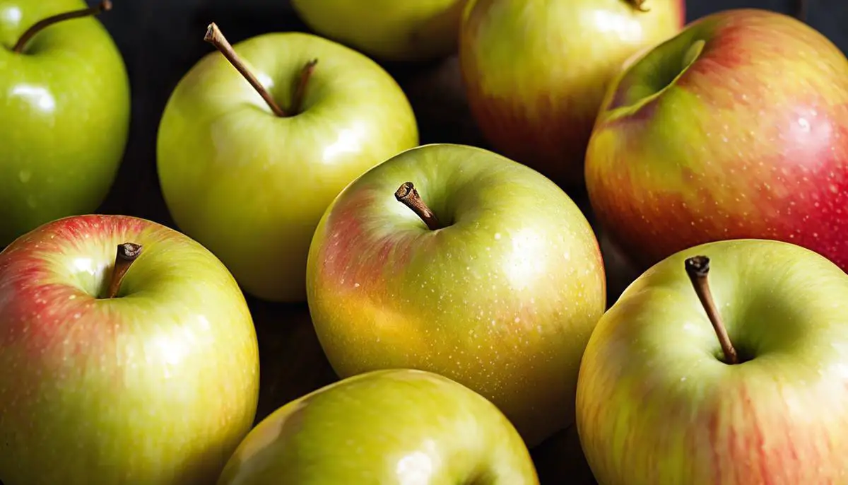 Opal Apples - A golden apple with a yellow exterior and a crisp texture, known for its honeyed sweetness and non-GMO verification.