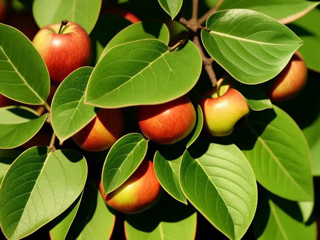 Image of orange spots on apple leaves, illustrating the described symptoms and problems.