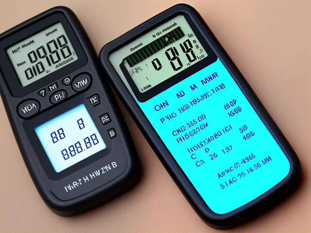 A pH meter displaying the acidity of a substance.