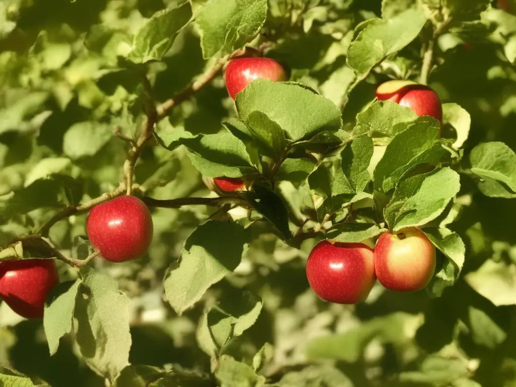 A close-up photo of a September Wonder apple, with shades of red, green, and yellow on its surface.