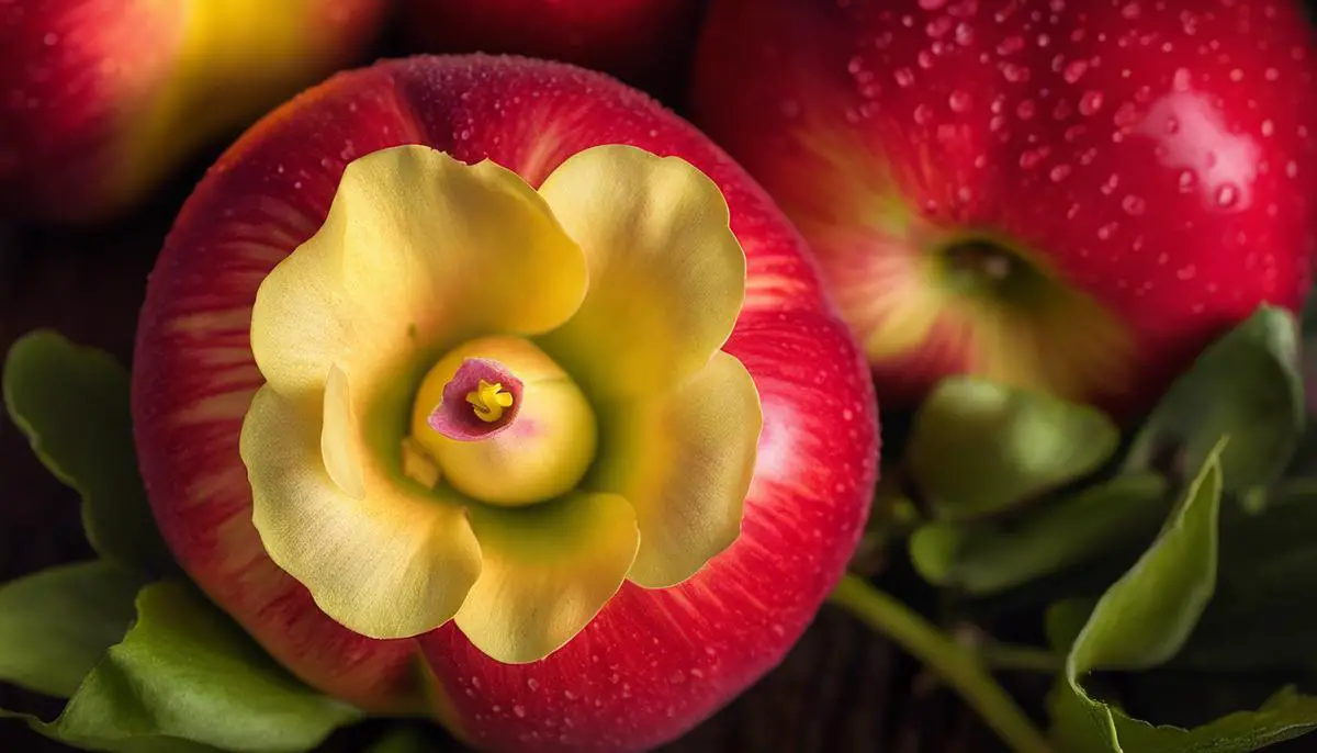 A close-up image of a single Snapdragon apple showcasing its vibrant red and yellow skin with a crisp and refreshing appeal.