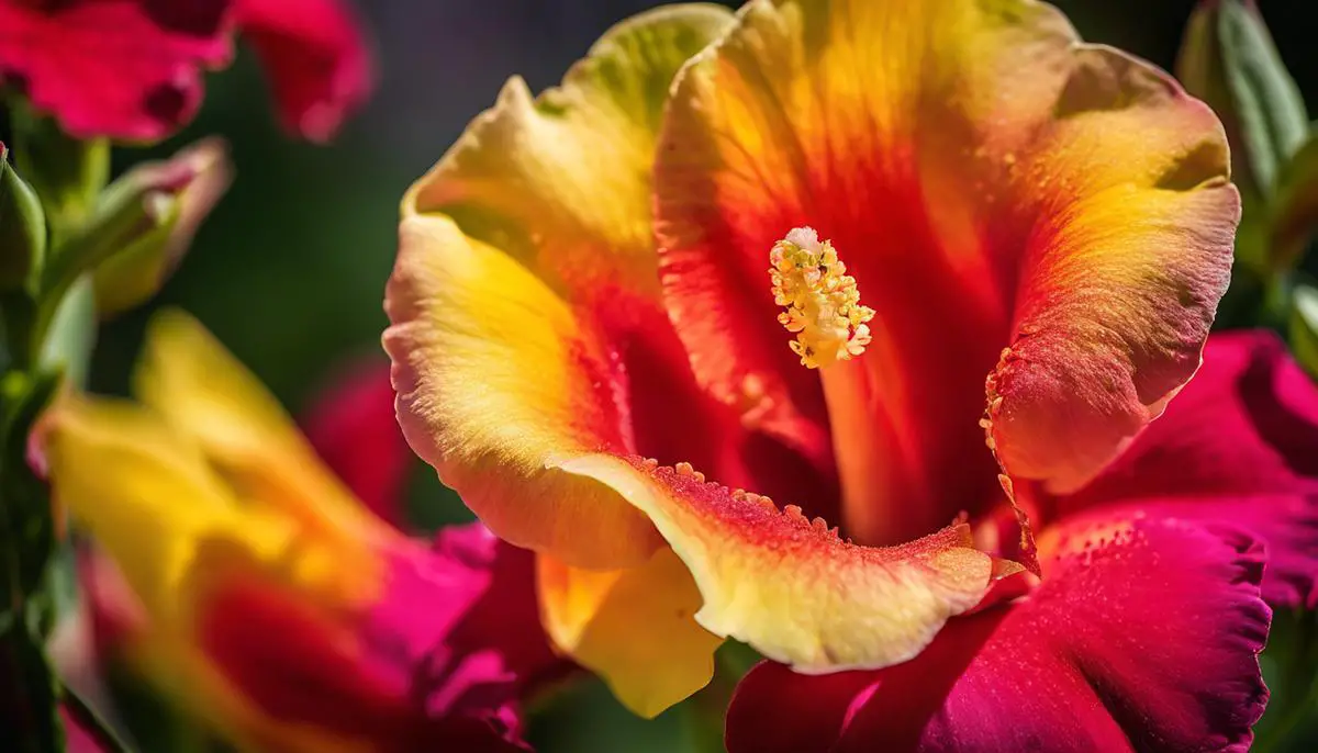 A close-up image of a Snapdragon apple with vibrant red and yellow colors, highlighting its radiant hue and audacious appearance.