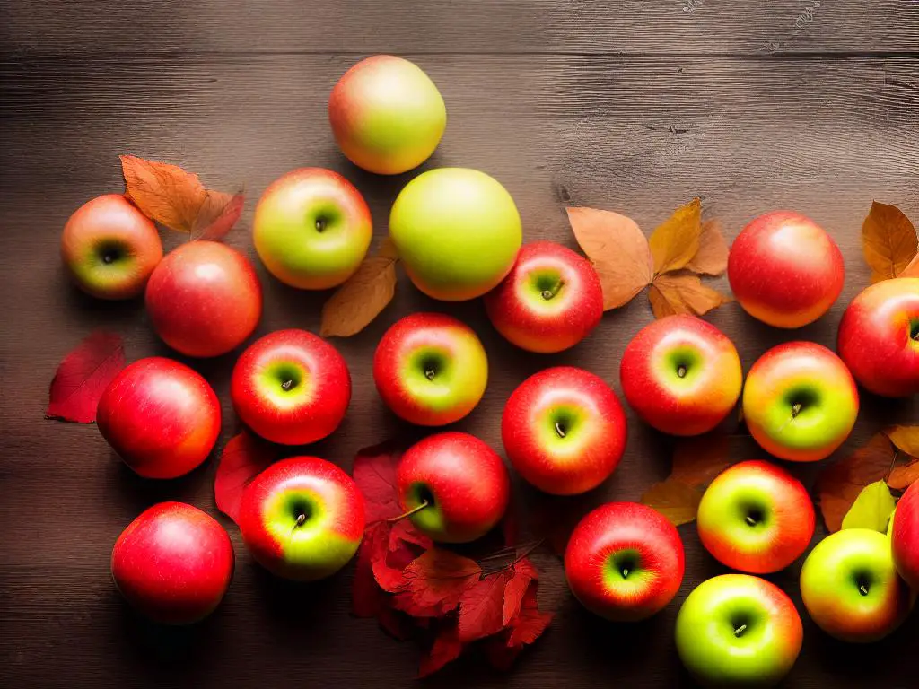 SweeTango Apples displayed on a wooden background