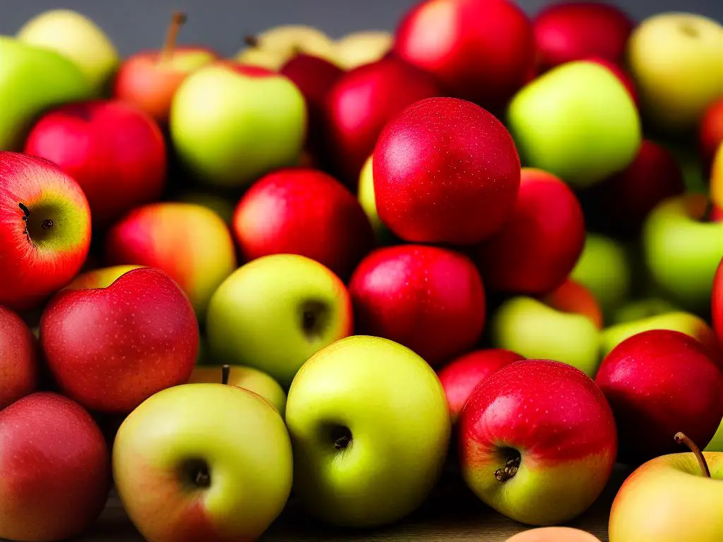 Image of Sweetie Apples, showing their red skin with yellow undertones and juicy flesh