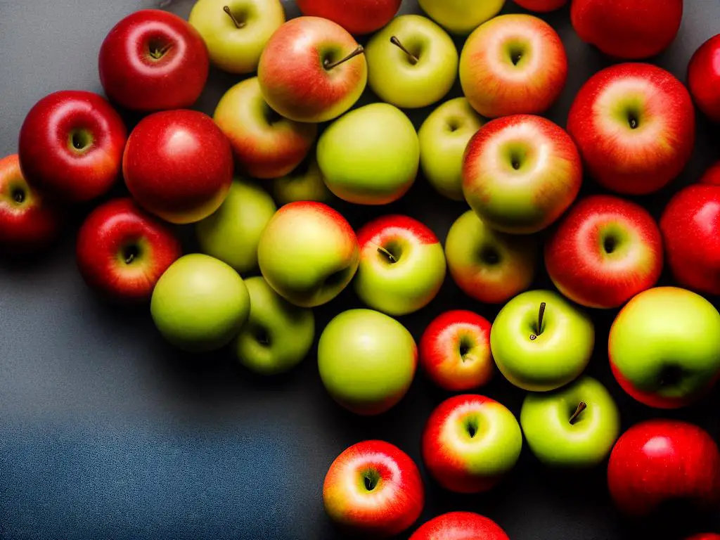 A close-up image of Top Secret Apples, showing their shiny and vibrant skins